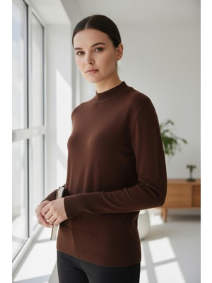 Mandala Tekstil Kadın Basic Triko Yarım Balıkçı Kazak