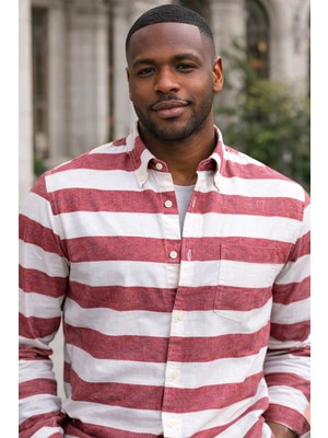 Varetta Erkek Bordo Çizgili Uzun Kollu Klasik Kesim Gömlek