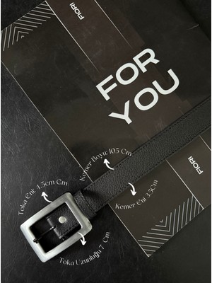 Fiori Karartma Kare Gümüş Tokalı Kadın Pantolon Kemeri, Ceket Kemeri, Elbise Kemeri, Gömlek Kemeri