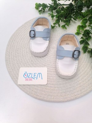 Papulin Beyaz Zemin Kemerli Model Ayakkabı Mavi - 18 Numara