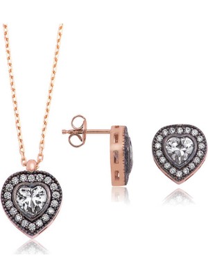 Gumush Gümüş Elmas Montür Kalpli Bayan Set