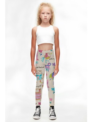 Lovetti Bej Chirping Animals Kız Çocuk Yazlık Desenli Tayt