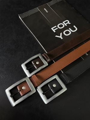 Fiori 3'lü Karartma Kare Gümüş Tokalı Kadın Pantolon Kemeri, Ceket Kemeri, Elbise Kemeri, Gömlek Kemeri