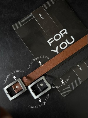 Fiori 2'li Karartma Kare Gümüş Tokalı Kadın Pantolon Kemeri, Ceket Kemeri, Elbise Kemeri, Gömlek Kemeri