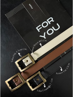 Fiori 3'lü Antik Kare Gold Tokalı Kadın Pantolon Kemeri, Ceket Kemeri, Elbise Kemeri, Gömlek Kemeri