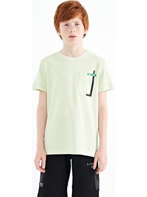 Tommy Life Açık Yeşil Cep Detaylı O Yaka Standart Kalıp Erkek Çocuk T-Shirt - 11120