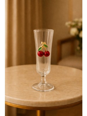 Yzhome Tekli Cam Kiraz Flüt Kahve Yanı Bardağı Kokteyl Meşrubat Bardak 150ML