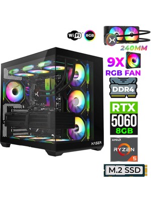 Xaser Astra X190 Ryzen 5 5600X 16GB Ram 512GB M.2 Nvme SSD 8gb RTX5060 Sıvı Soğutmalı Oyuncu Tavsiye Sistem