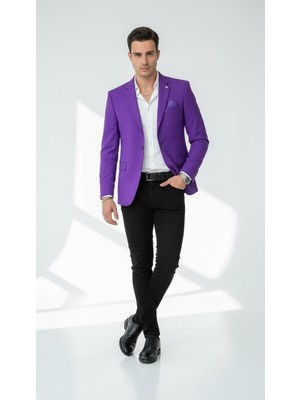 Plus Scorpion Erkek Mono Yaka Tek Düğmeli Çift Yırtmaçlı Blazer Ceket – Premium Dokuma Kumaş, 8 Renk