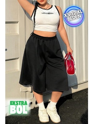 Vladivosto Beli Lastikli Ekstra Bol Rahat Kalıp Yüksek Bel Baggy Büyük Beden Şort