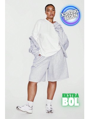 Vladivosto Beli Lastikli Ekstra Bol Rahat Kalıp Yüksek Bel Baggy Büyük Beden Şort