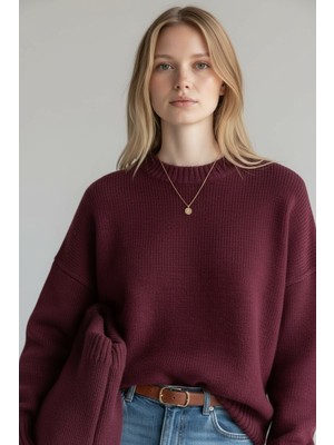 Vireo Club Basic Bisiklet Yaka Oversize Şardonlu Kazak