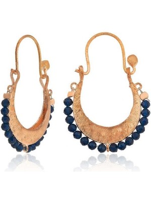 Özcömert Silver ​gümüş Lacivert Taşlı Bohem Küpe