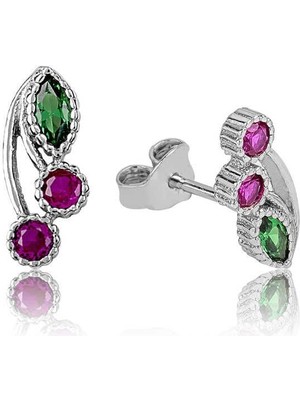 Özcömert Silver Gümüş Kiraz Çivili Küpe