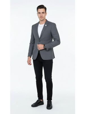 Plus Scorpion Erkek Mono Yaka Tek Düğmeli Çift Yırtmaçlı Blazer Ceket – Premium Dokuma Kumaş, 8 Renk