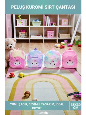 Letsii Sevimli Peluş Kuromi Sırt Çantası 35X30 cm Çocuk ve Genç Sırt Çantası