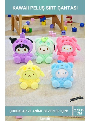 Letsii Kawaii Peluş Kuromi My Melody Cinnamoroll Çocuk Sırt Çantası