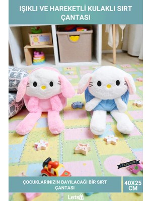 Letsii Işıklı Peluş Oynar Kulaklı My Melody ve Cinnamoroll Çocuk Sırt Çantası
