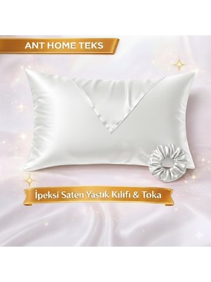 Ant Home Teks Mini Set Tekli Ipeksi Saten Yastık Kılıfı Toka Hediyeli