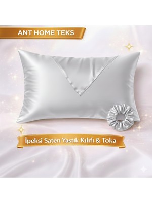 Ant Home Teks Mini Set Tekli Ipeksi Saten Yastık Kılıfı Toka Hediyeli