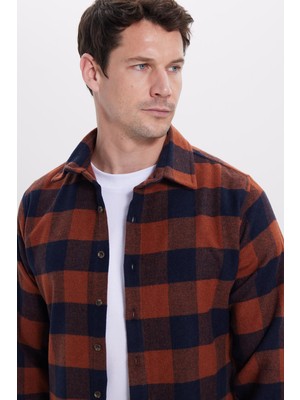 Tudors Erkek Slim Fit Dar Kesim Kareli Kışlık Oduncu Gömlek