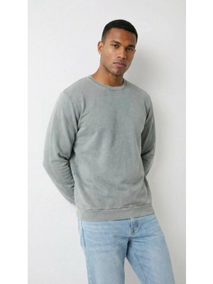 Kly Erkek Bisiklet Yaka Uzun Kollu Basic Sweatshirt %100 Pamuk Gri Renk C4T0N5