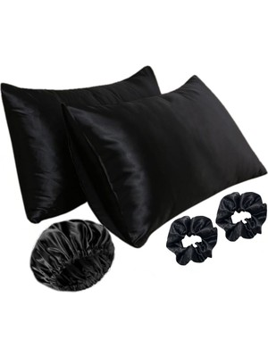 Ant Home Teks Premium Set Ikili Ipeksi Saten Yastık Kılıfı Toka ve Bone Kıvırcık Düz Dalgalı Saçlar