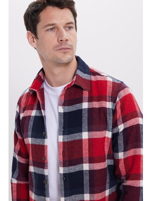 Tudors Erkek Slim Fit Dar Kesim Kareli Kışlık Oduncu Gömlek