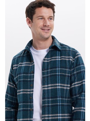 Tudors Erkek Slim Fit Dar Kesim Kareli Kışlık Oduncu Gömlek