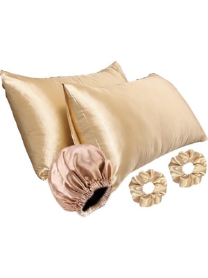 Ant Home Teks Premium Set Ikili Ipeksi Saten Yastık Kılıfı Toka ve Bone Kıvırcık Düz Dalgalı Saçlar