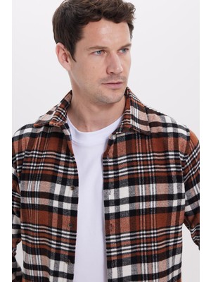 Tudors Erkek Slim Fit Dar Kesim Kareli Kışlık Oduncu Gömlek