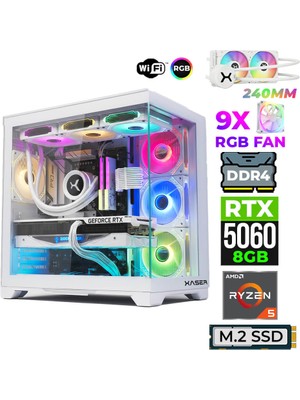Xaser Astra X240 Ryzen 5 5600X 32GB Ram 1tb M.2 Nvme SSD 8gb RTX5060 Sıvı Soğutmalı Oyuncu Tavsiye Sistem
