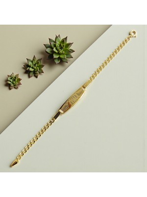 Nova Grup Isim Tarih Yazdırılabilir 14 Ayar Altın Çocuk Bilekliği