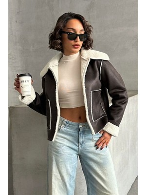 Caddebostan Moda Kadın Peluş Süet Ceket Modern Premium Luxury Trend Tasarım Mont 1856