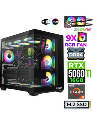 Xaser Astra X250 Ryzen 5 5600X 32GB Ram 1tb M.2 Nvme SSD 16GB RTX5060 Ti Sıvı Soğutmalı Oyuncu Tavsiye Sistem