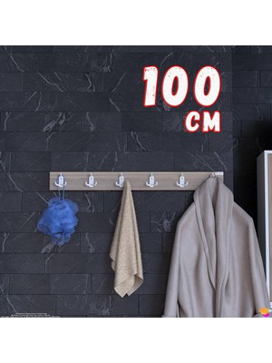 Modilayn Arı Serisi (96,4x9,6 Cm) 6'lı Set 18 Kancalı Banyo Askısı | Ekstra Düzen ve Yer Tasarrufu