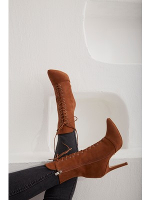 Ayakkabı Prensi Arto Bağcıklı Ince Topuk Taba Süet