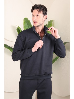 L-KOM Erkek 3 Iplik Içi Pamuklu Rahat Kesim Eşofman Takımı - Mevsimlik & Yumuşak Doku