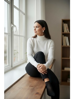 Mandala Tekstil Kadın Basic Triko Tam Balıkçı Kazak