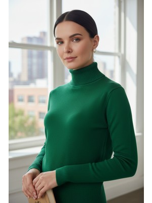 Mandala Tekstil Kadın Basic Triko Tam Balıkçı Kazak