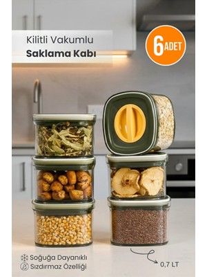 Orvila 6'lı Locko Kilitli Sızdırmaz Saklama Kabı Vakumlu Erzak Kabı 0,7 L