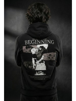 Liber Toji Fushiguro Siyah Anime Baskılı Oversize Hoodie Jjk Tasarım Sweatshirt