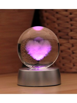 UltraNova 3D Kristalleşmiş Cam Kalpli Işıklı Dekorasyon, Şık ve Parlak Tasarım