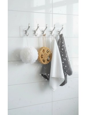 5'li Şeffaf Kendinden Yapışkanlı Güçlü Şeffaf Askılık - Kapı Arkası Mutfak Duvar Banyo Askı