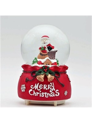 UltraNova Işıklı Noel Baba Çatı Ev Müzikli Kar Küresi Orta Boy, Şık ve Eğlenceli