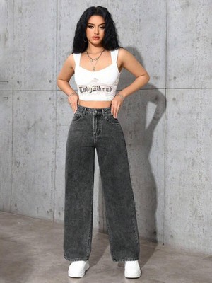 Linarose Kadın Palazzo Esnek Bol Paça Kot Pantolon