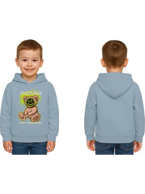 Sedirli Unisex Ayıcık Bear Baskılı Çocuk Swaetshirt Kapşonlu 3 Iplik Şardonlu