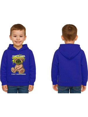 Sedirli Unisex Ayıcık Bear Baskılı Çocuk Swaetshirt Kapşonlu 3 Iplik Şardonlu