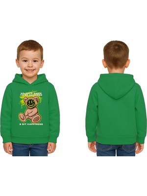Sedirli Unisex Ayıcık Bear Baskılı Çocuk Swaetshirt Kapşonlu 3 Iplik Şardonlu