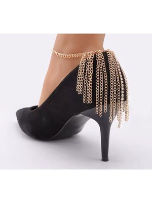 Shiklik Taşlı Zincirli Kadın Ayak Halhal